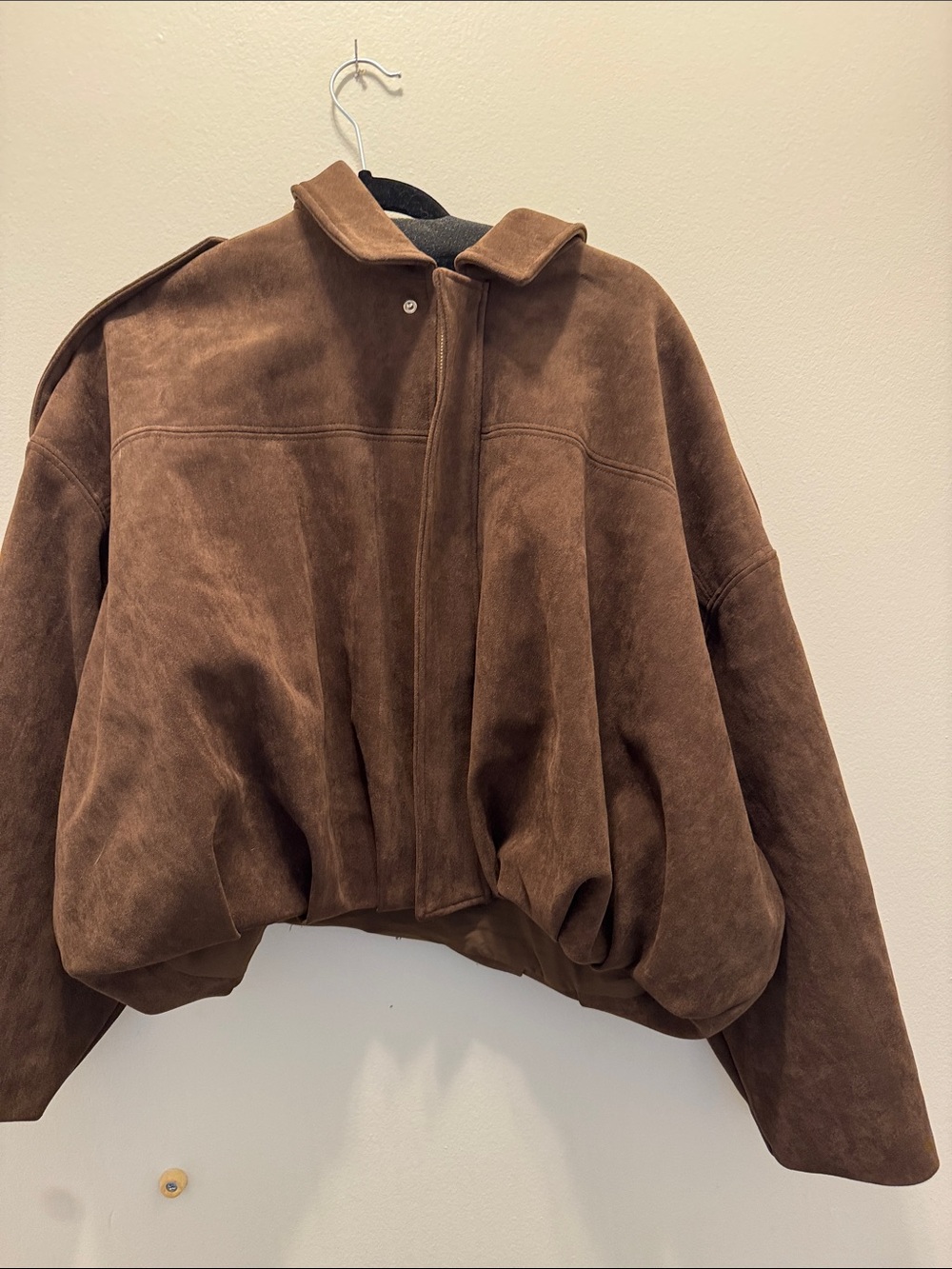 Zara oversized suede bomber jacket